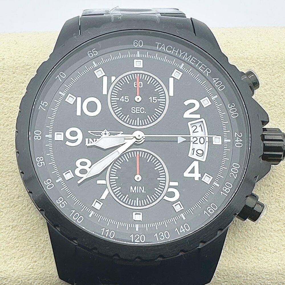 Invicta Specialty Chronograph Black Dial Black Ion-plated Men's Watch Tachymeter
